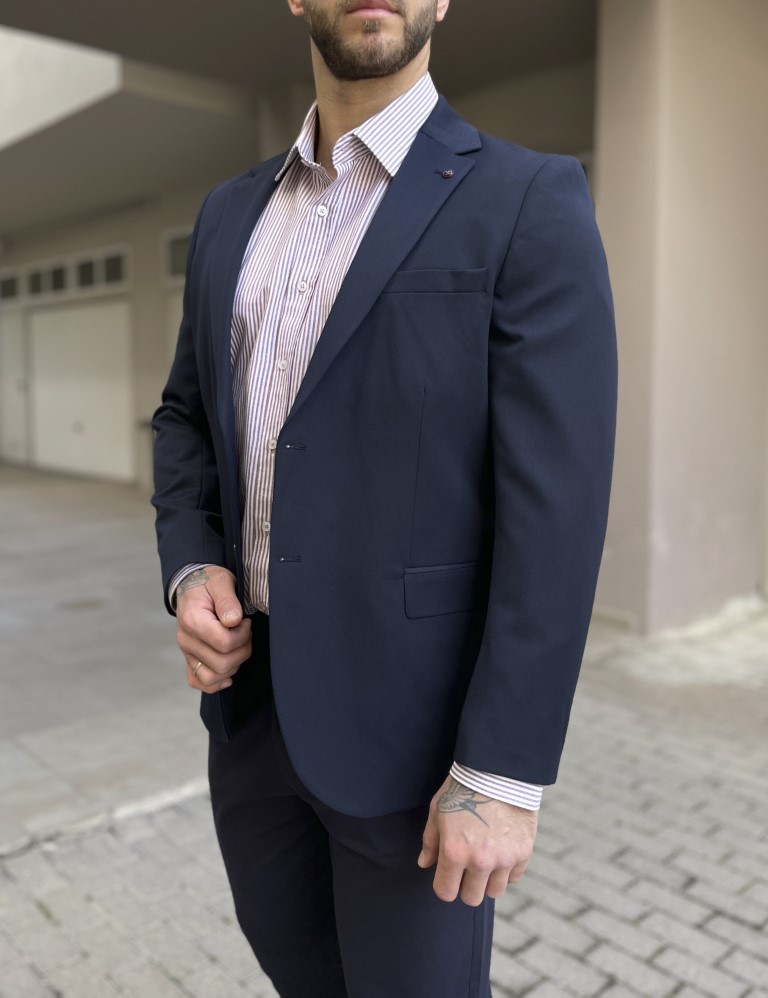 Ανδρικό μπλε σακάκι με τσέπες 6596B φωτογραφία